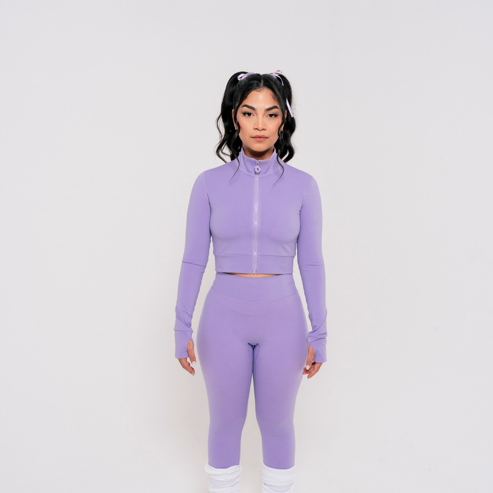 Lilac Cropped Zip Jacket