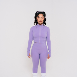 
                  
                    Load image into Gallery viewer, Lilac Cropped Zip Jacket
                  
                